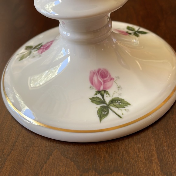 VTG Picard China USA hand decorated porcelain candle stick holder rose pattern - Picture 3 of 8
